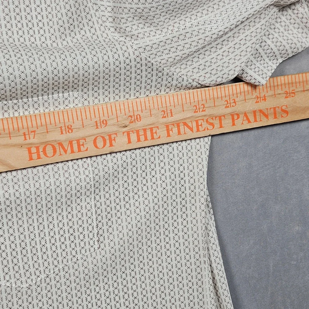 Vintage Sears Knit Dress Shirt Mens L-XL Trim R White Geometric Perma-Prest 70s‎
